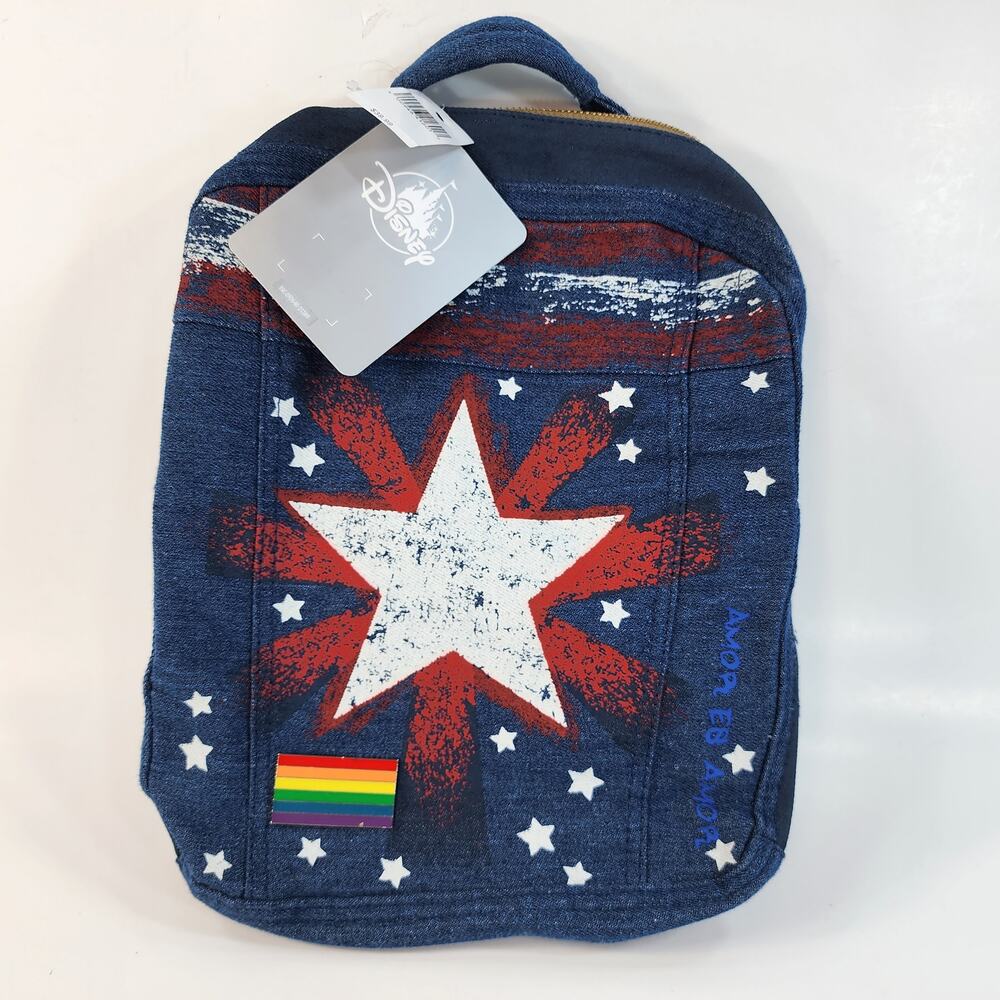 Disney Marvel America Chavez Amor Es Amor Pride Mini Backpack Denim Star Rainbow